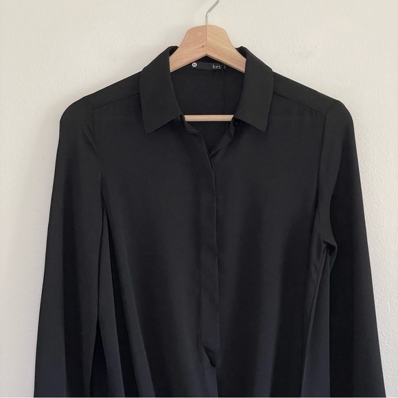 NWT Revolve Krisa Drape Button Front Mini Shirt Dress Tunic Black XS - Picture 10 of 16